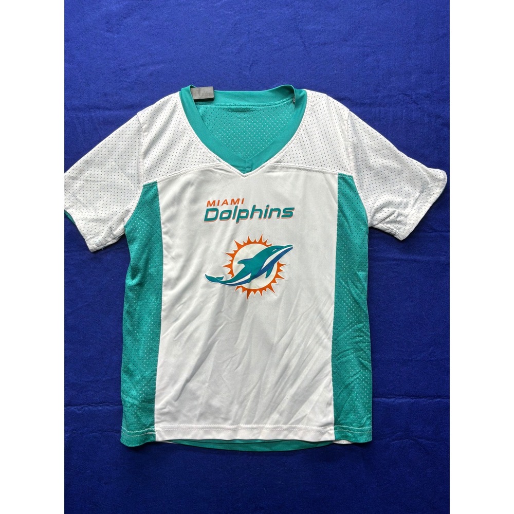 NFL Flag Miami Dolphins Jersey Youth Medium‎ White Teal Reversible